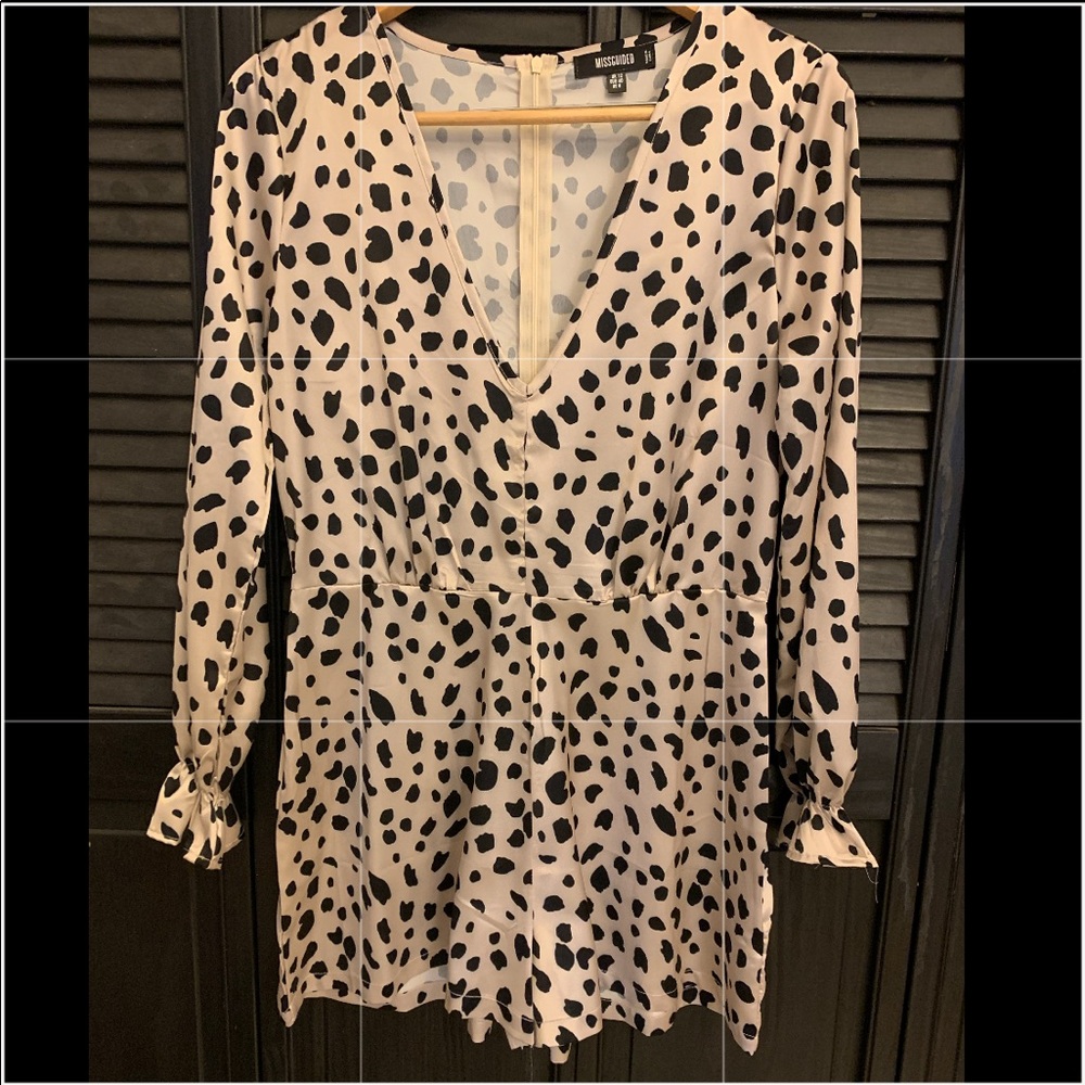 Misguided long sleeve leopard romper